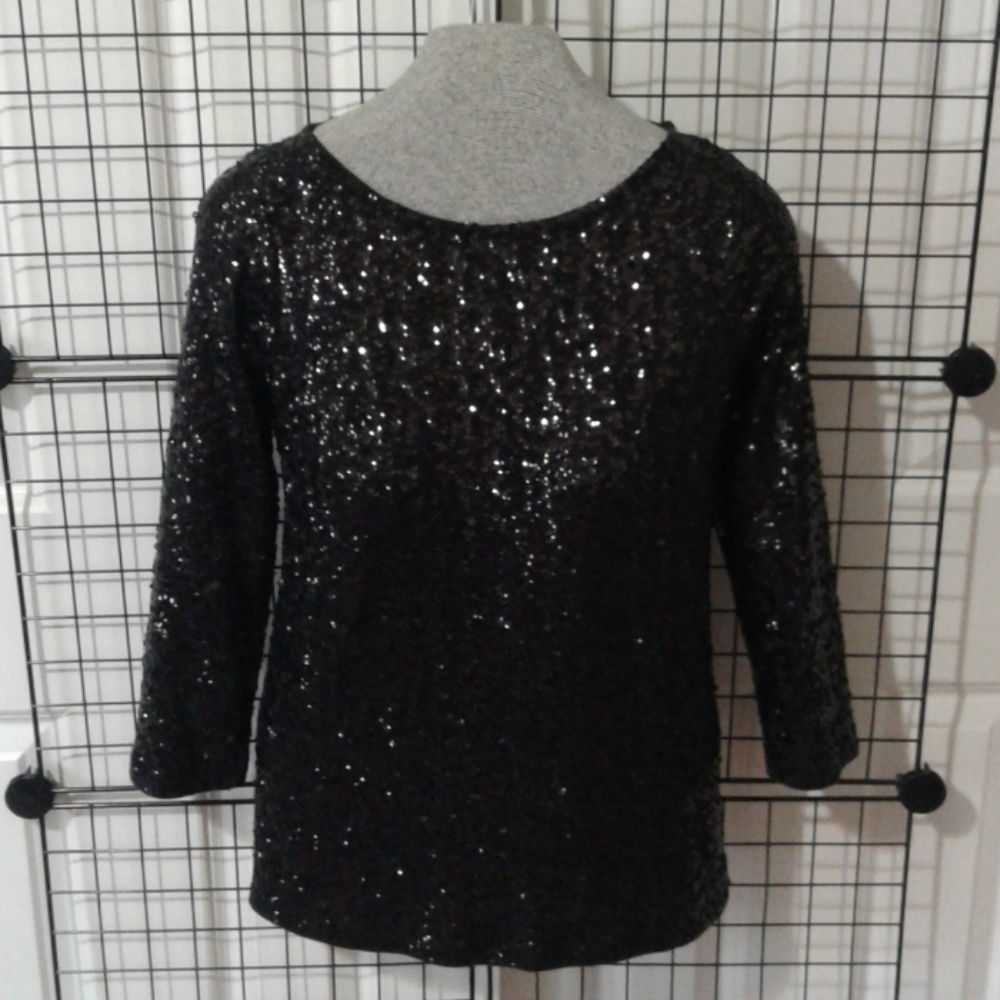 Sequin stretch cotton blouse, top. NWT